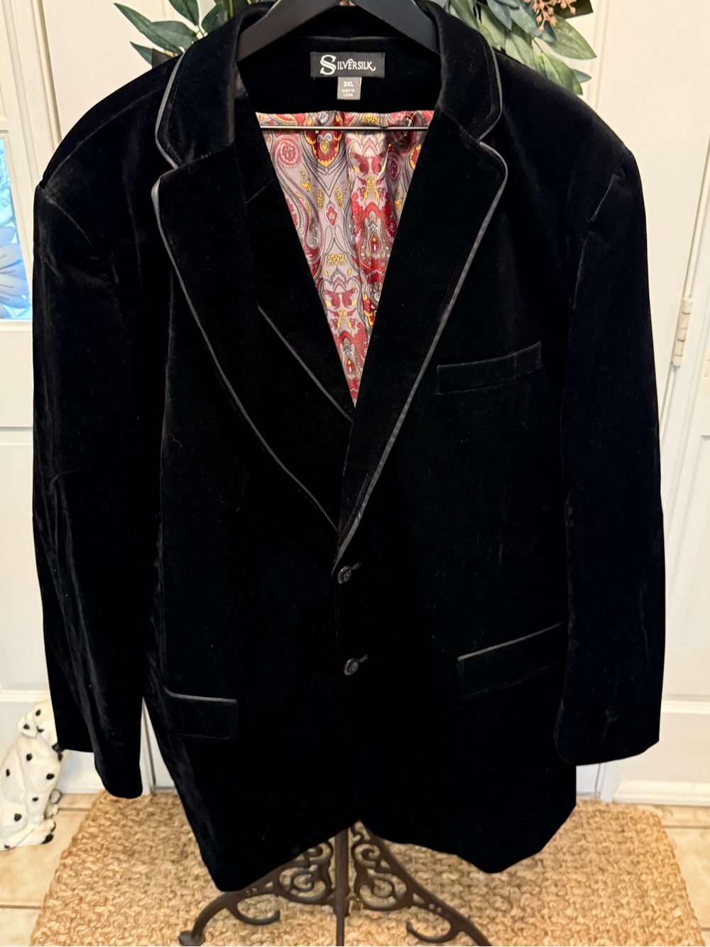 Silversilk Gorgeous Micro Corduroy Black Blazer Jacket w Matching Vest 3XL